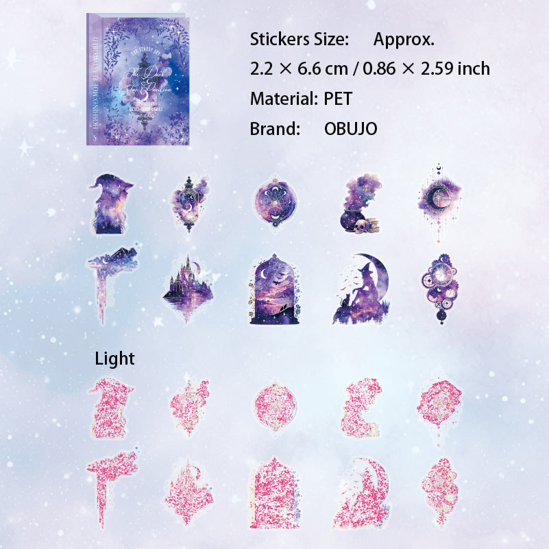 20 Pcs Galaxy Themed PET Stickers XKMY