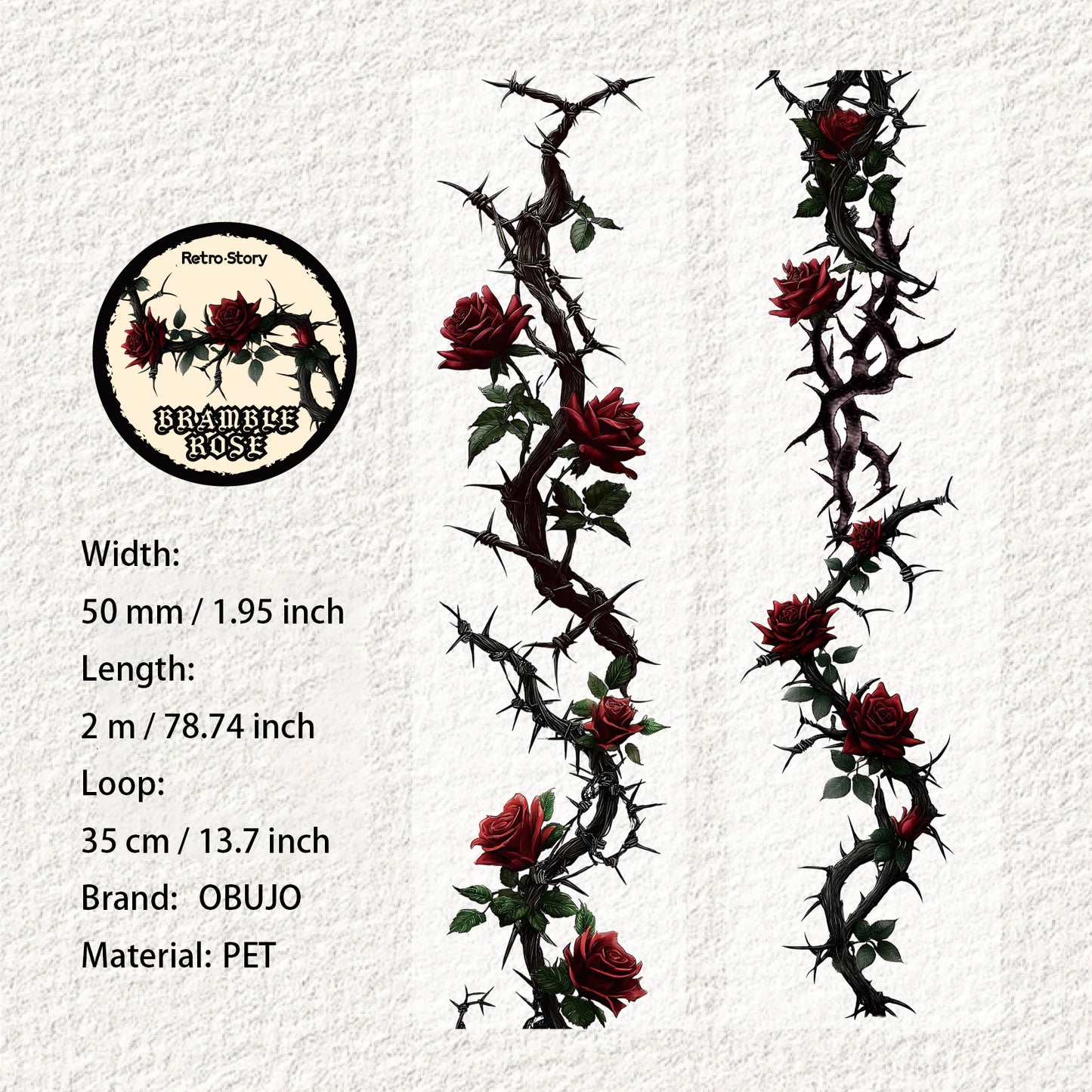 1 Roll Gothic Rose PET Tape JJMG