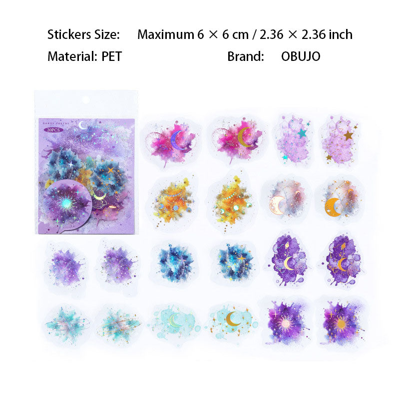 20 Pcs Watercolor Theme PET Stickers LGMJ