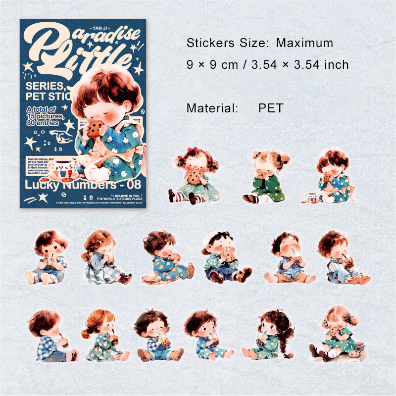 30 Pcs Childhood Theme PET Stickers XXLY