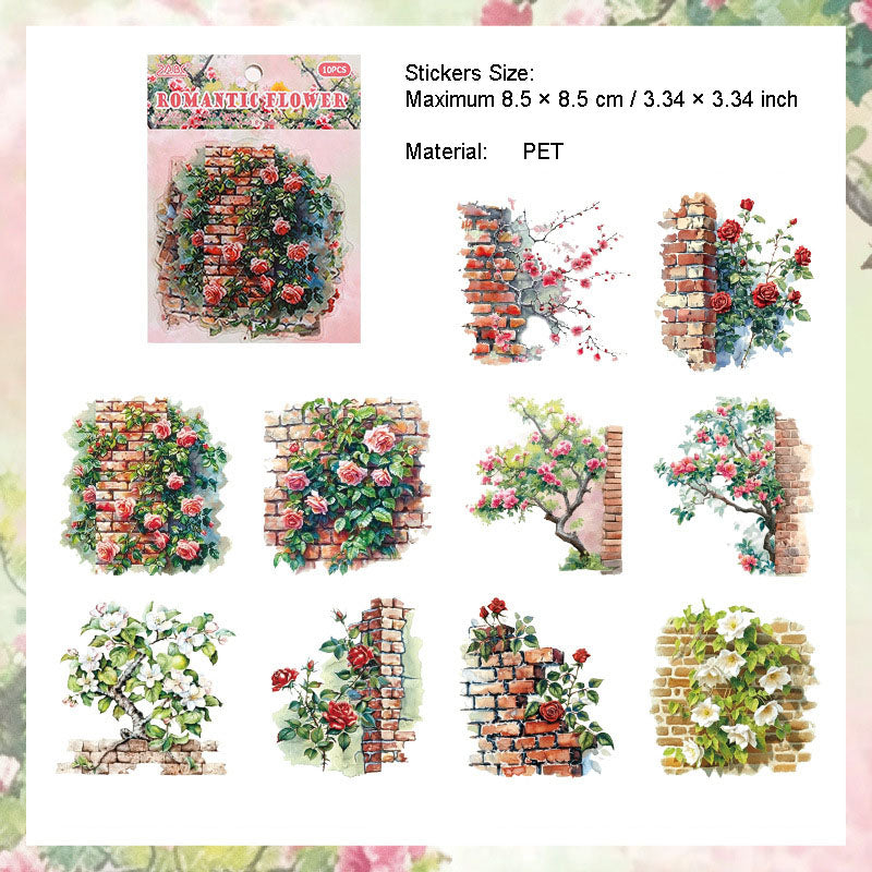10 Pcs Garden Vine PET Stickers MMHY