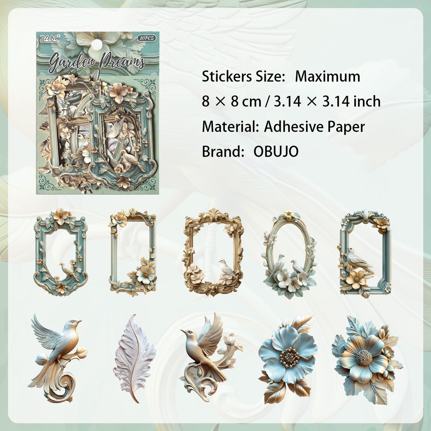 10 Pcs Vintage Frame Journal Stickers FHOY