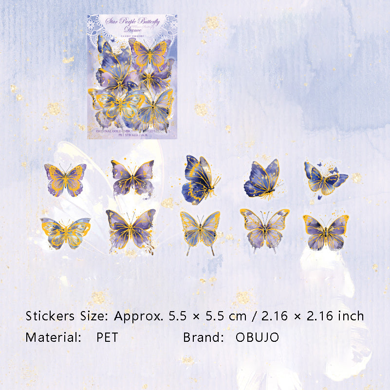 20 Pcs Gold Foil Butterfly PET Stickers FHZD