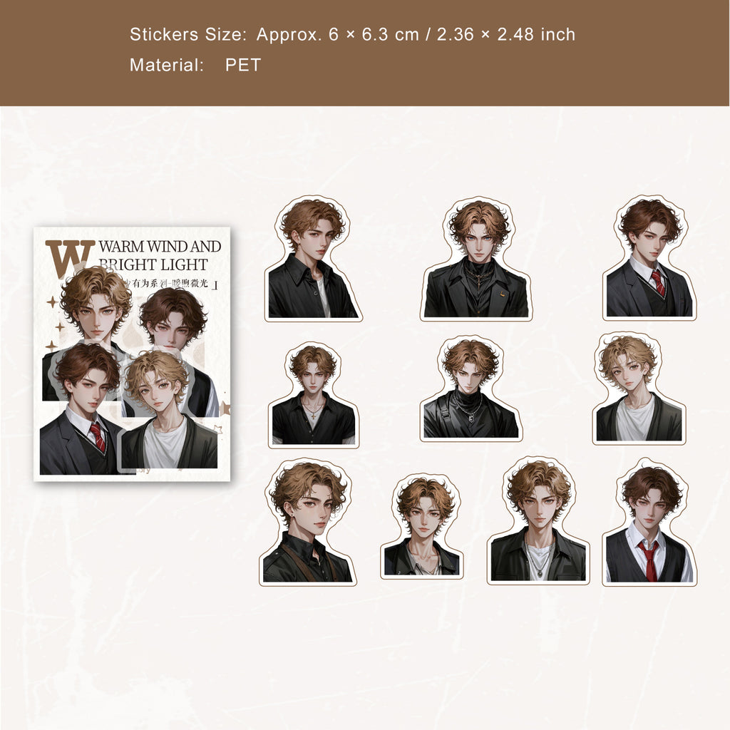 20 Pcs Handsome Boy PET Stickers NSYW