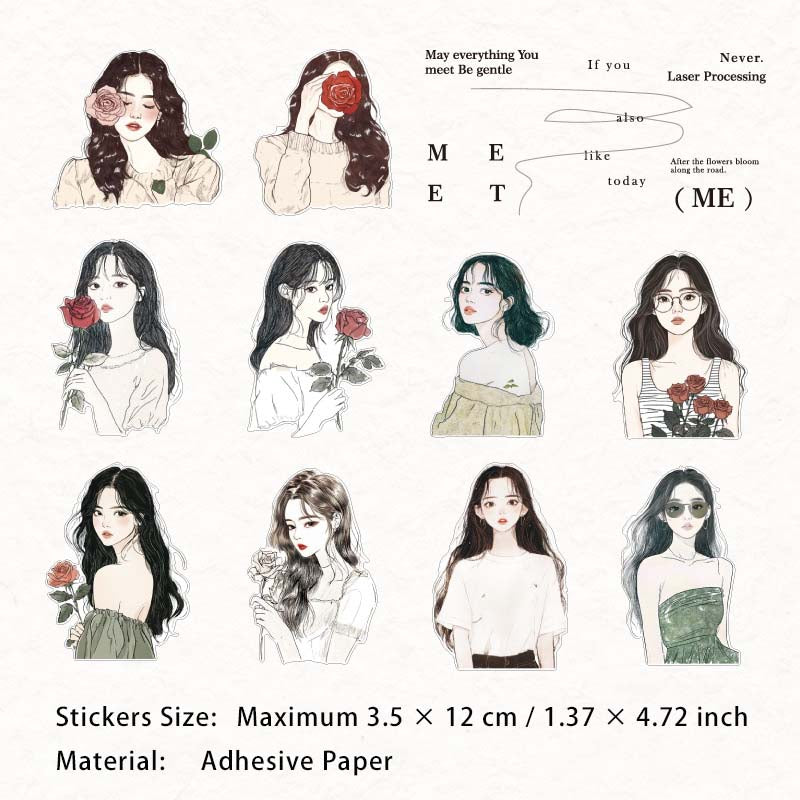 10 Pcs Fashion Girl Stickers SBXQ
