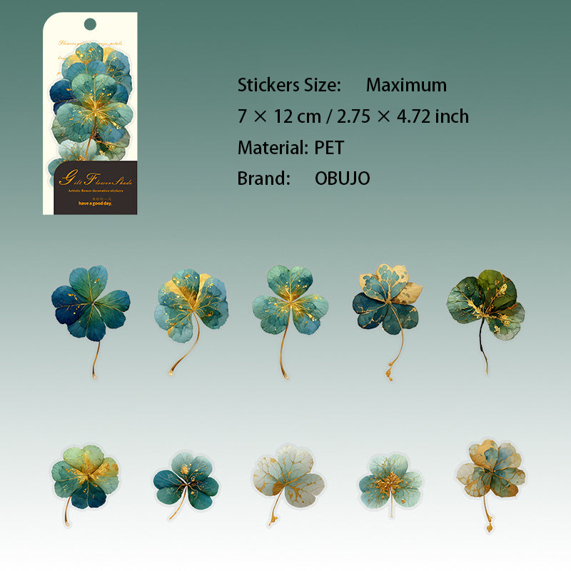 10 Pcs Vintage Flower PET Stickers LJHY