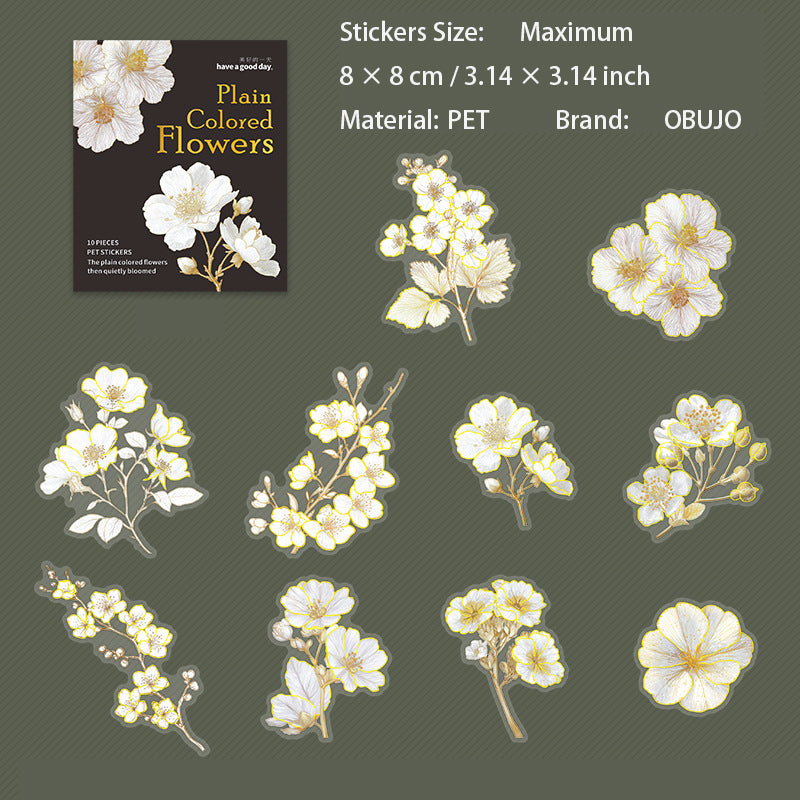 10 Pcs Gold Foil White Flower SSHK