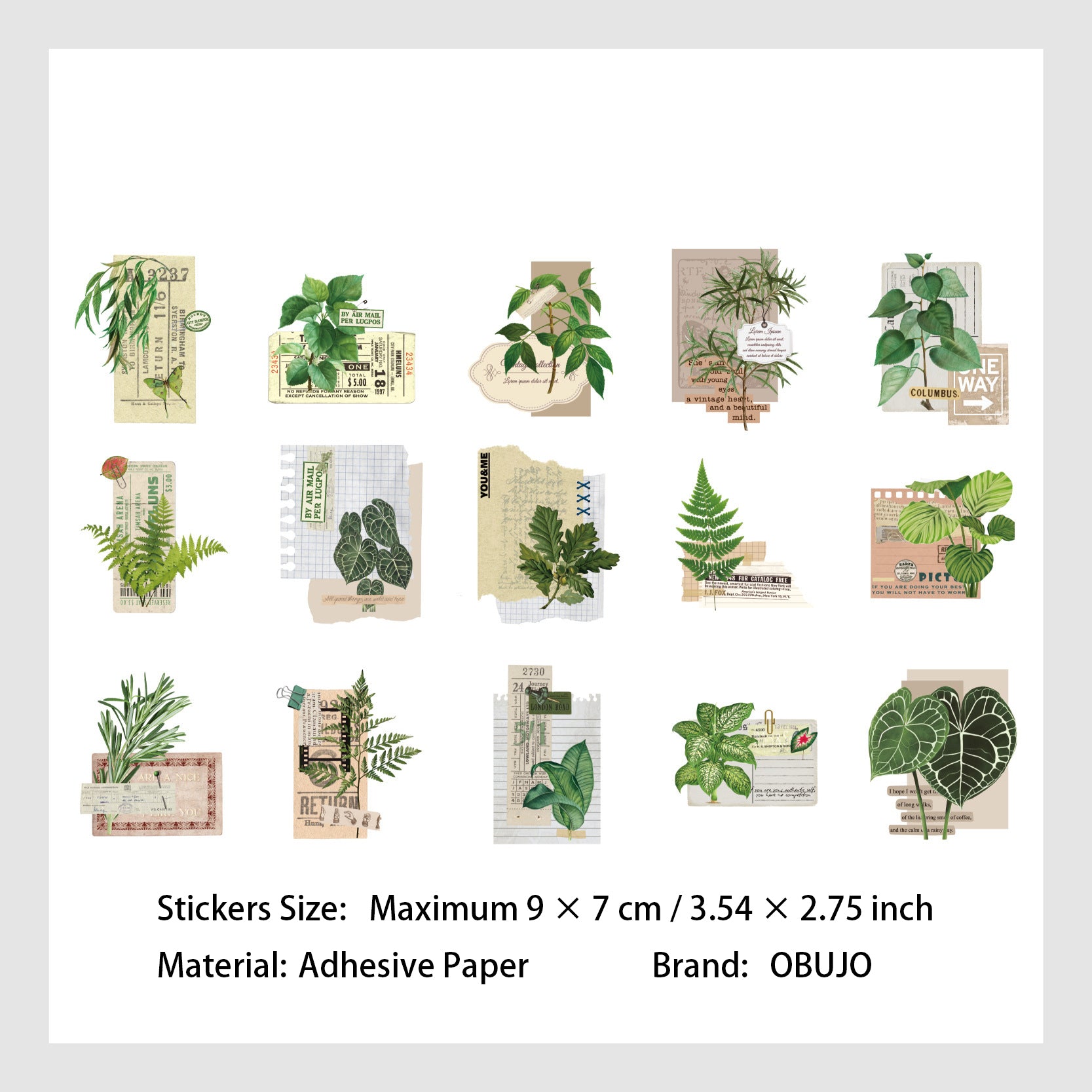 30 Pcs Vintage Plant Collage Stickers YCXL