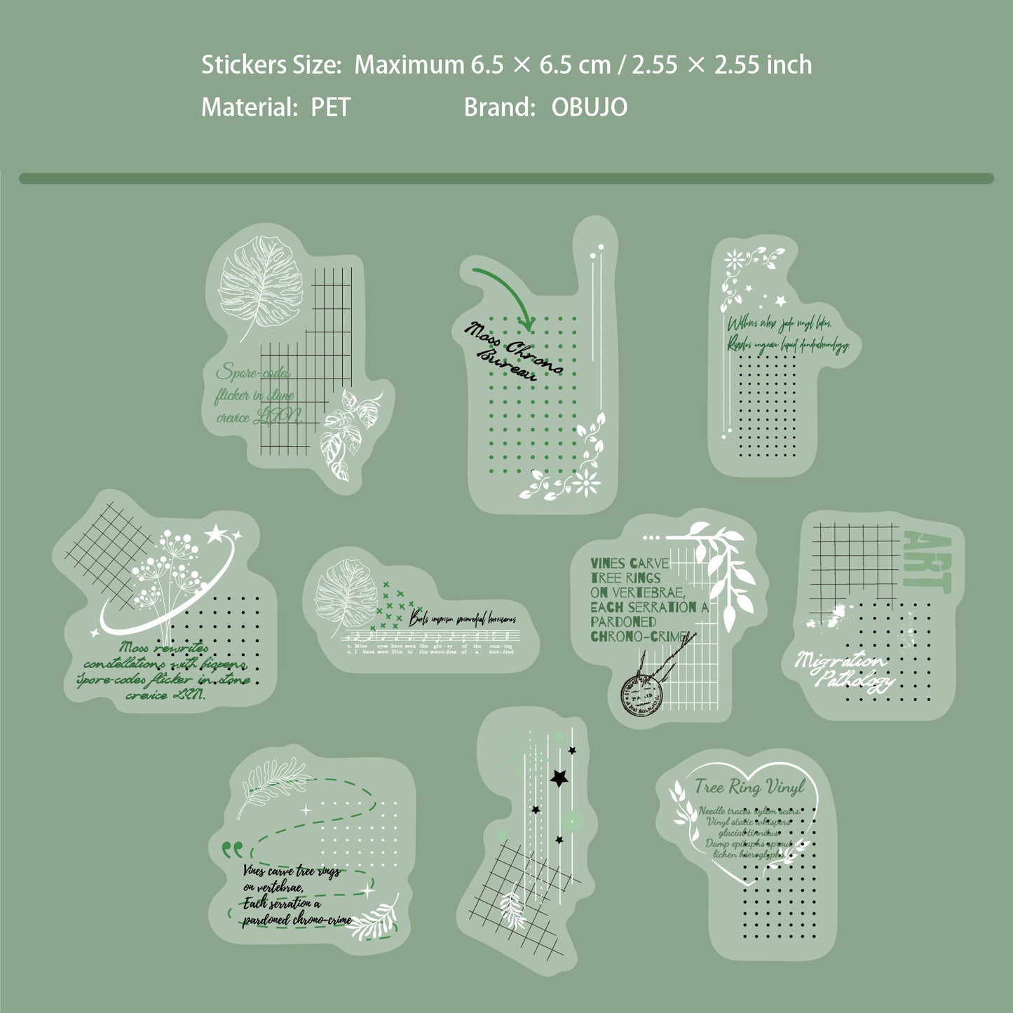 20 Pcs Creative Collage PET Stickers BYXZ