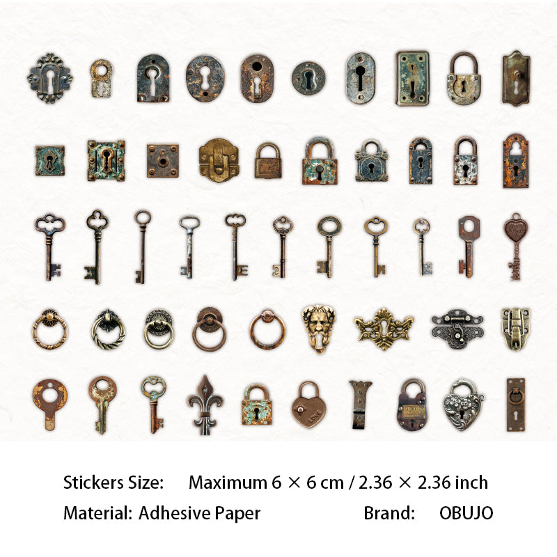 50 Pcs Vintage Metal Gadget Stickers JWJX