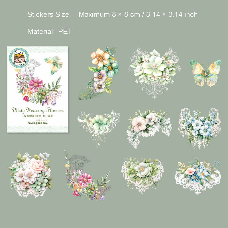 10 Pcs Lace Flower PET Stickers MLZH