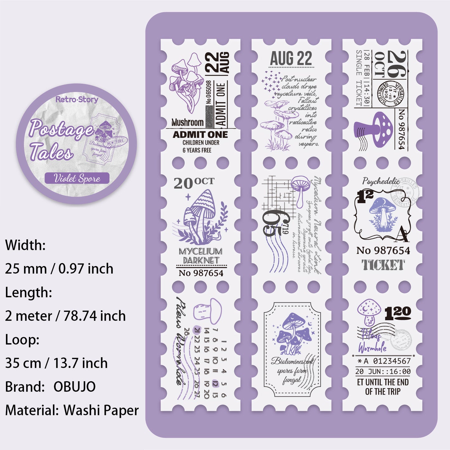 1 Roll Vintage Postage Stamp Stickers Tape YJTJ