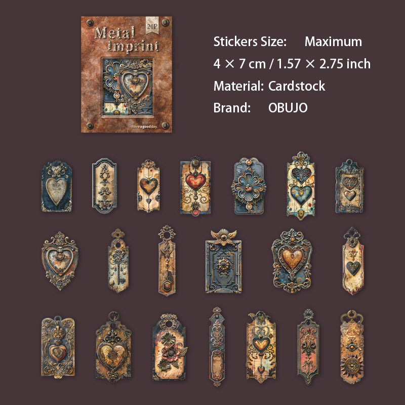 20 Pcs Metal Tag Theme Cardstock Stickers JSYJ