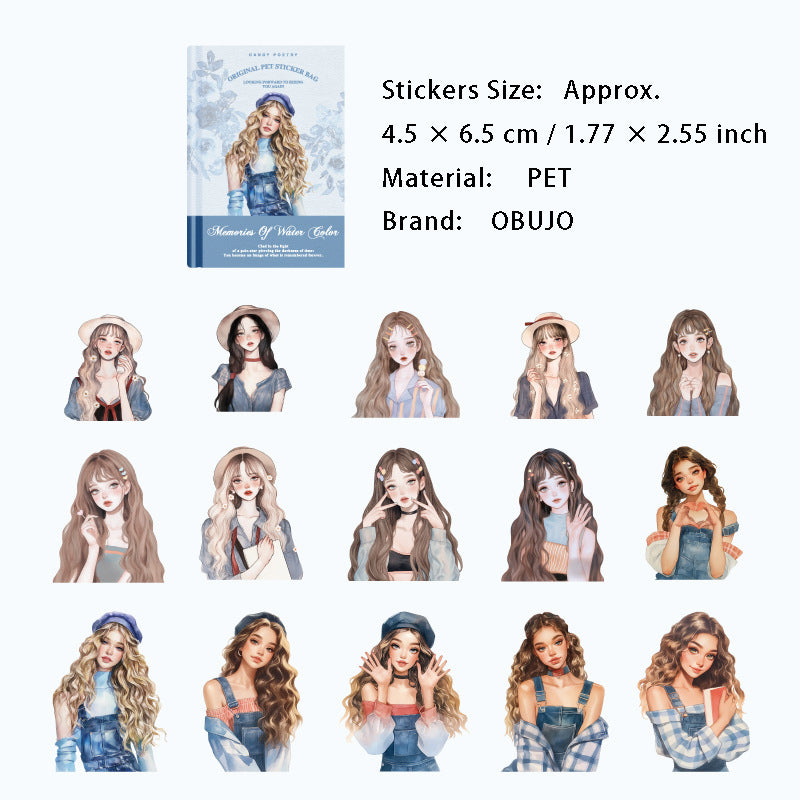 30 Pcs Fahsion Girl PET Stickers JRSD