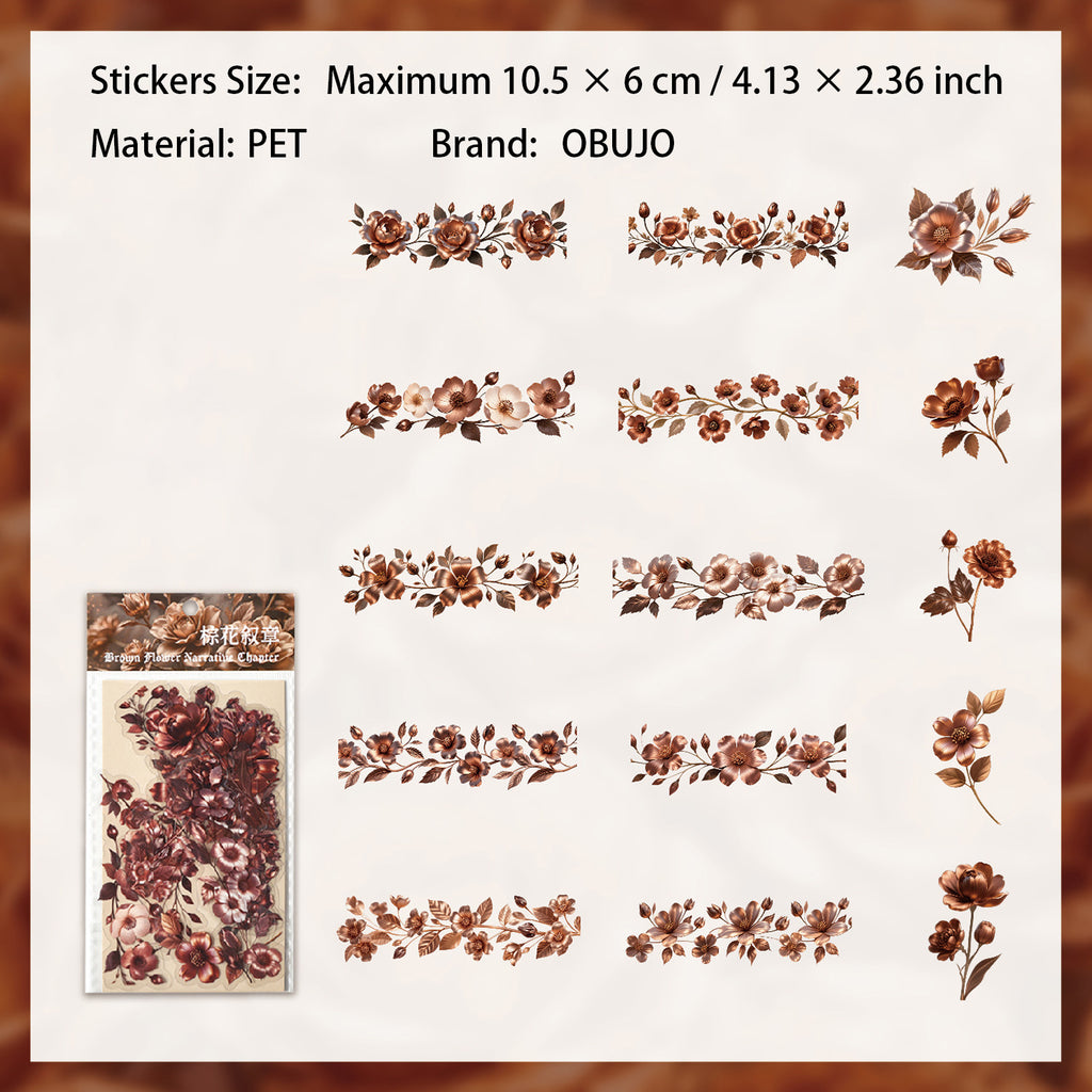15 Pcs Vintage Rose PET Stickers FHYSZ