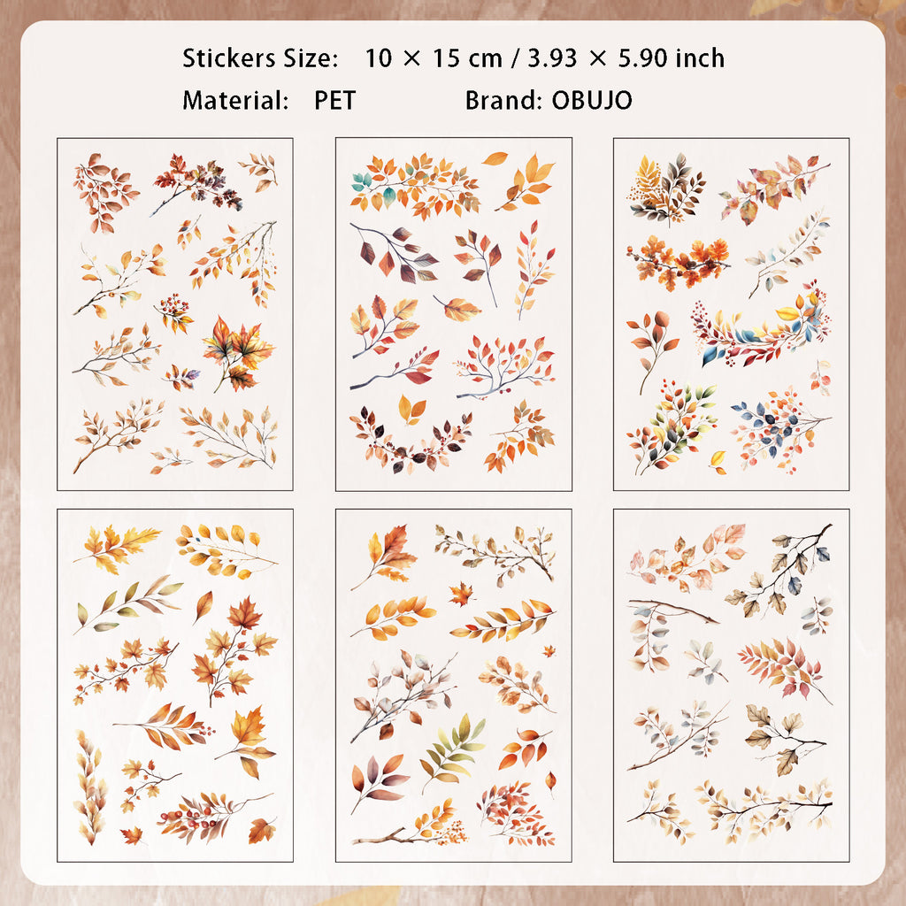 6 Sheets Leaf PET Stickers SYMJ
