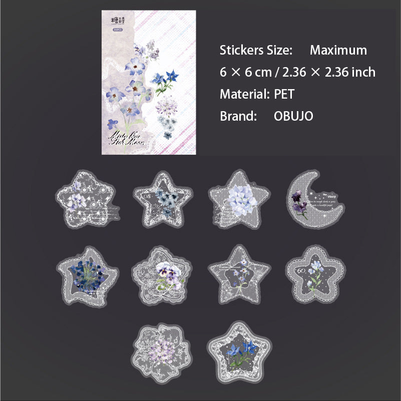 20 Pcs Lace Edged Floral PET Stickers LSHBWQ