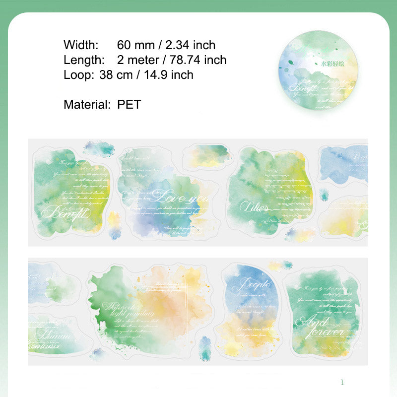 1 Roll Watercolor Stickers Tape SCQH