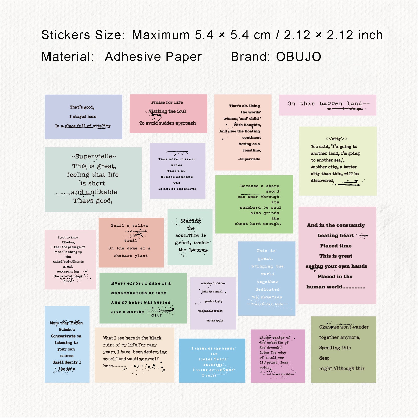 20 Pcs Vintage Quote Stickers ZSXL