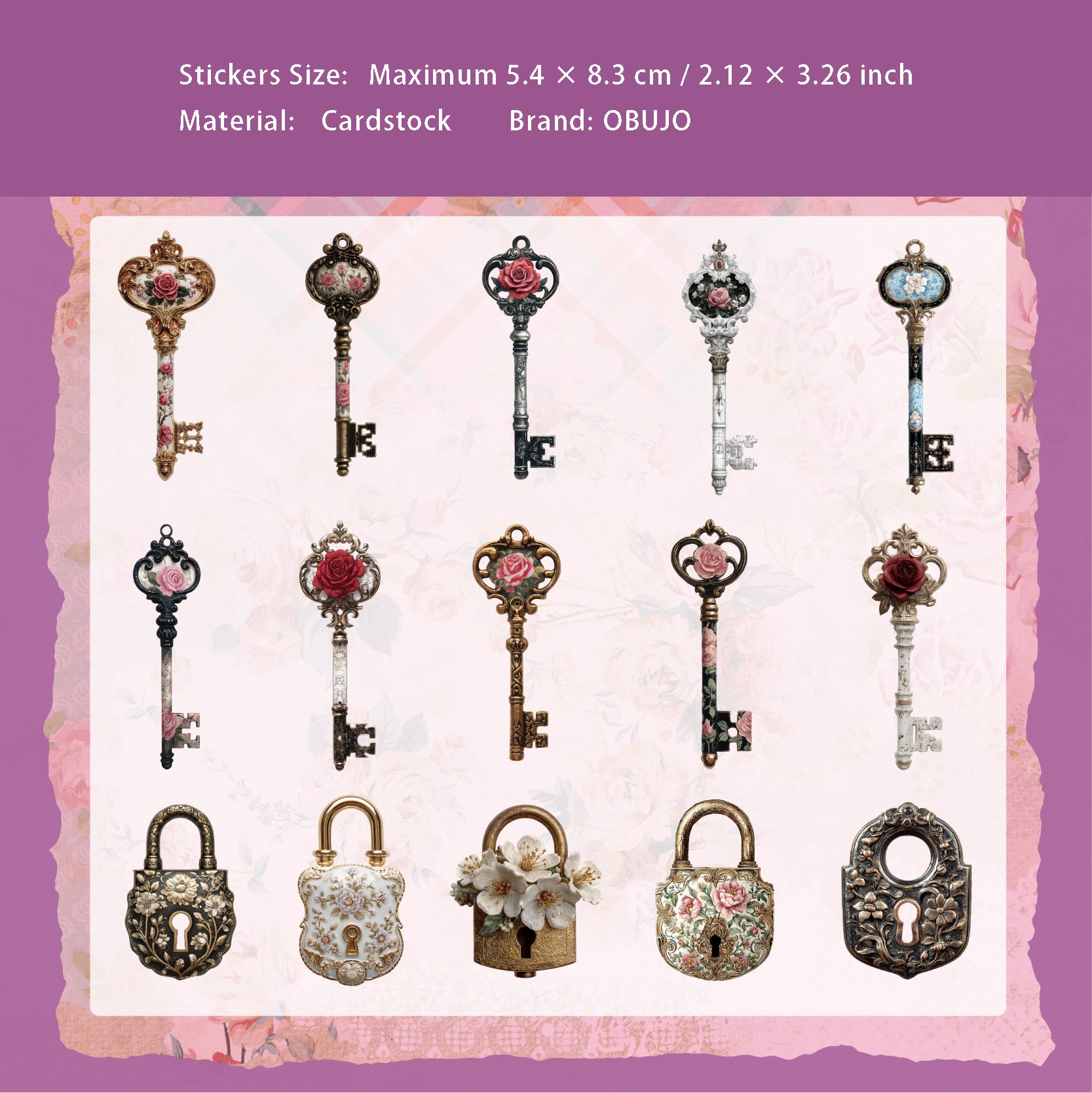 30 Pcs Key Lock Cardstock Stickers SYXL