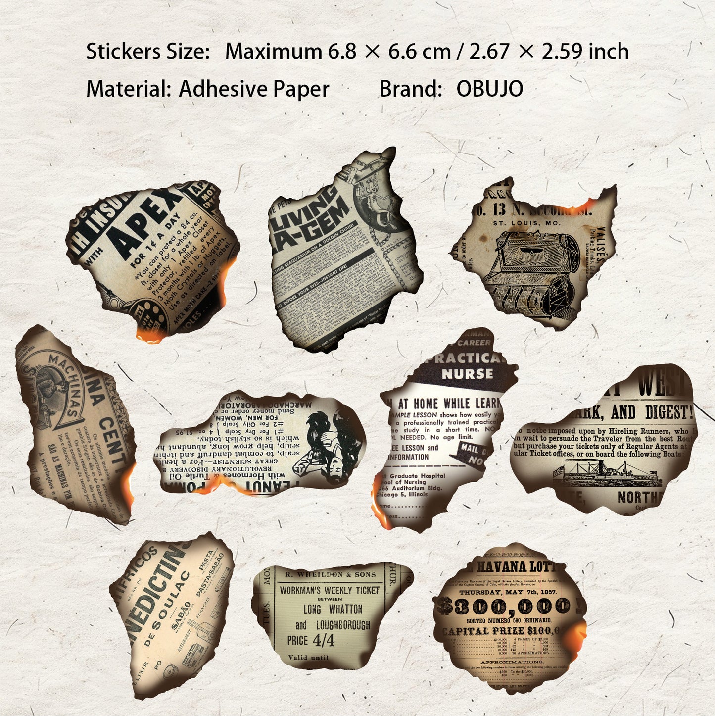 20 Pcs Burning Debris Themed Stickers SGSY