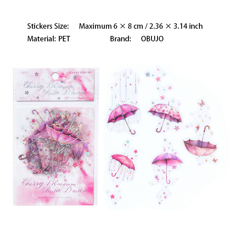 20 Pcs Umbrella Themed Stickers YJLX