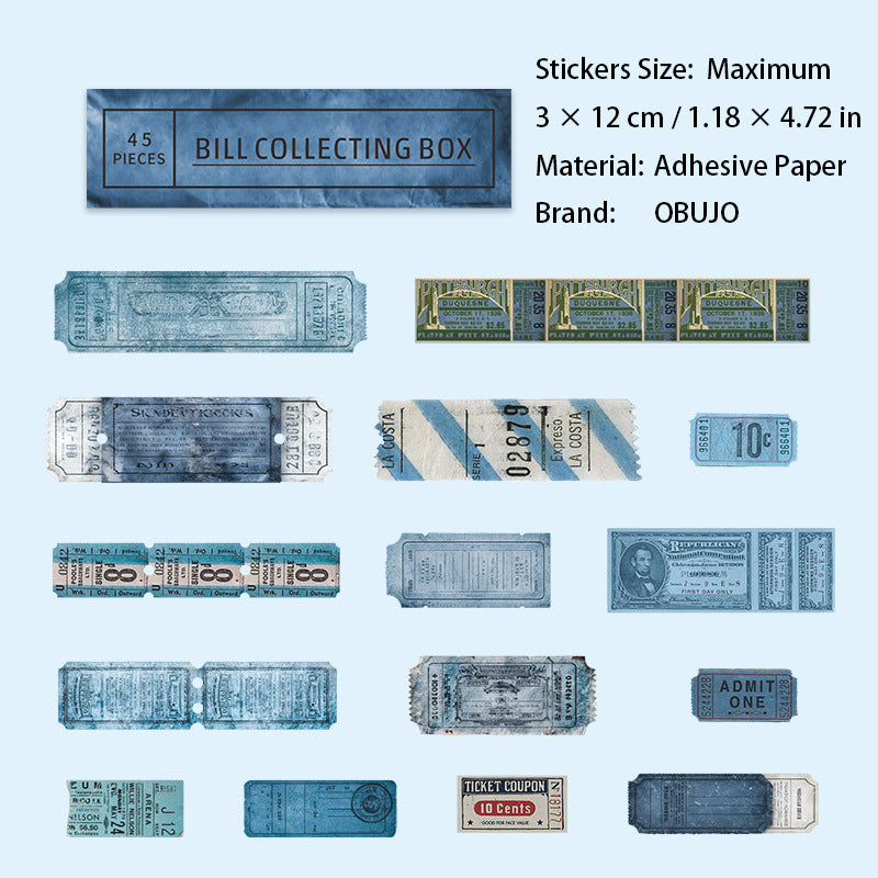 45 Pcs Vintage Tickets Stickers GDPWS