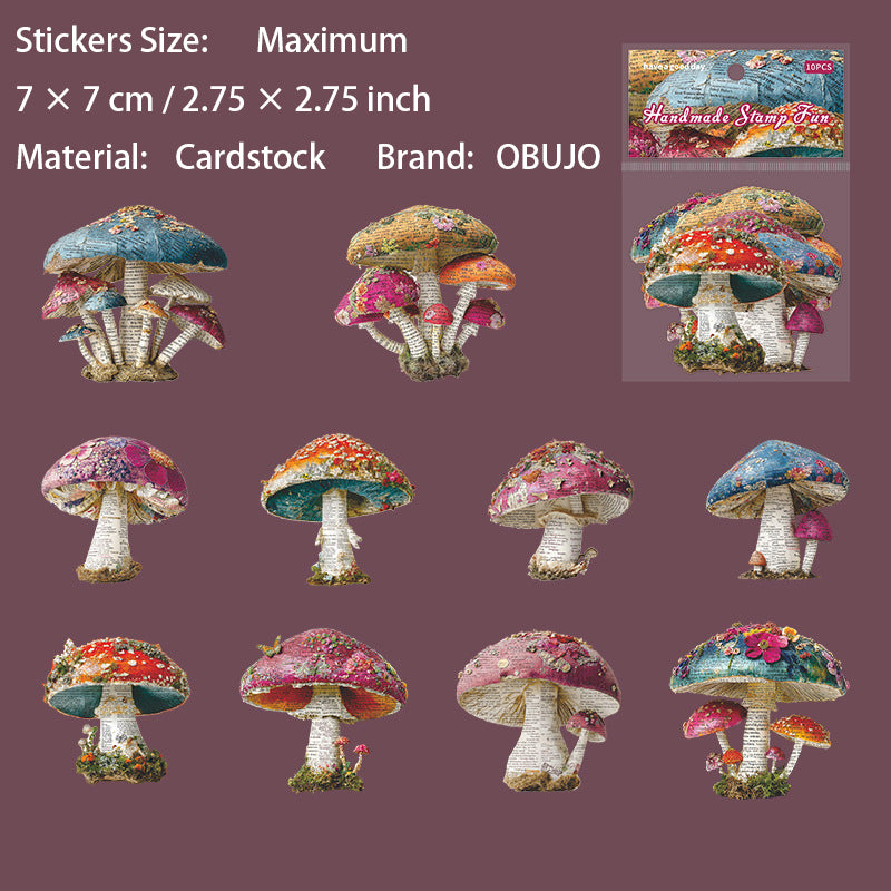10 Pcs Natural Handmade Themed Stickers SZYQ
