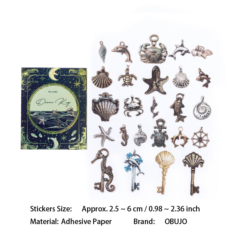 25 Pcs Vintage Key Themed Stickers SMMMB