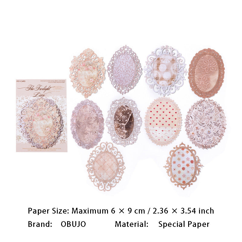 10 Pcs Lace Theme Scrapbook Paper LSHM