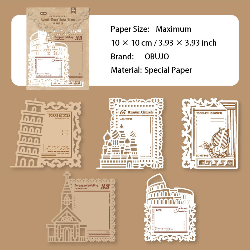 10 Pcs Travel Theme Journal Paper ZYSJ