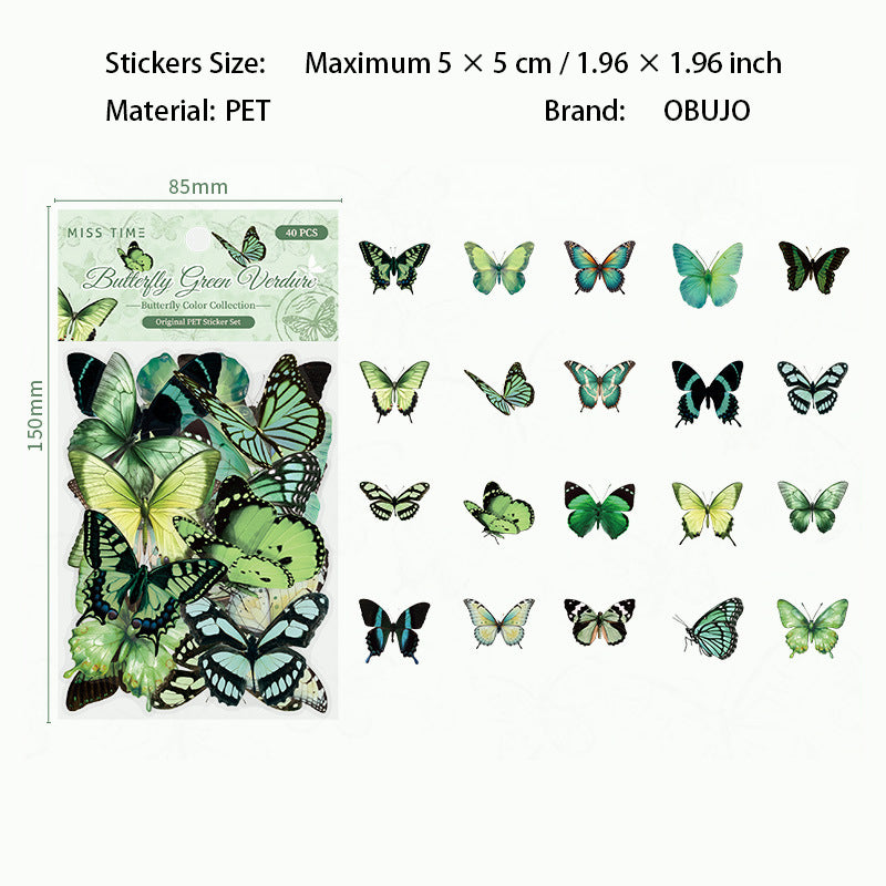 40 Pcs Butterfly PET Stickers DCJL