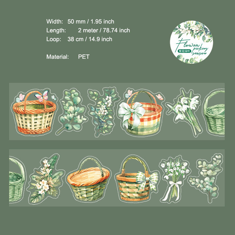1 Roll Flower Basket PET Stickers Tape CHSJ