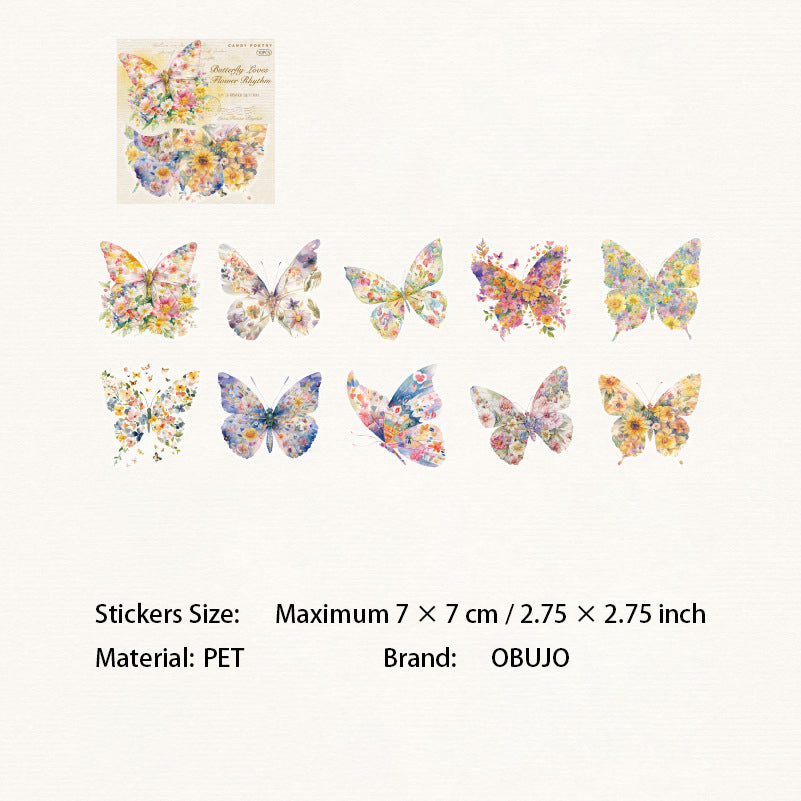 10 Pcs Floral World PET Stickers HHSJ