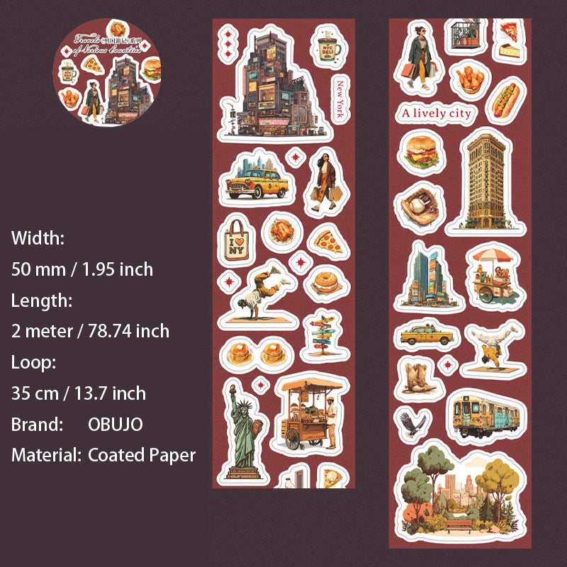 1 Roll Travel Themed Stickers Tape LGYJ