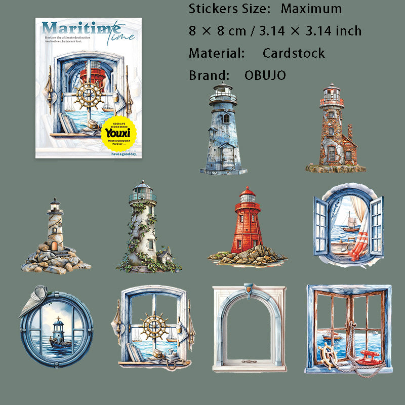 15 Pcs Nautical Theme Cardstock Stickers JJSG
