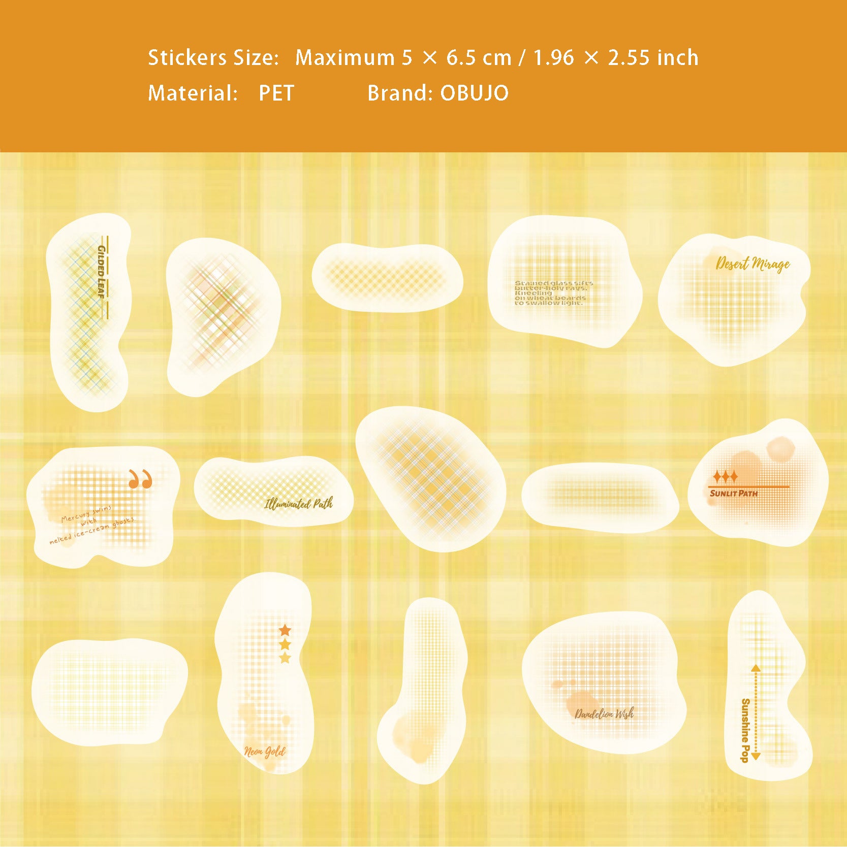 30 Pcs Grid Theme PET Stickers GWSP