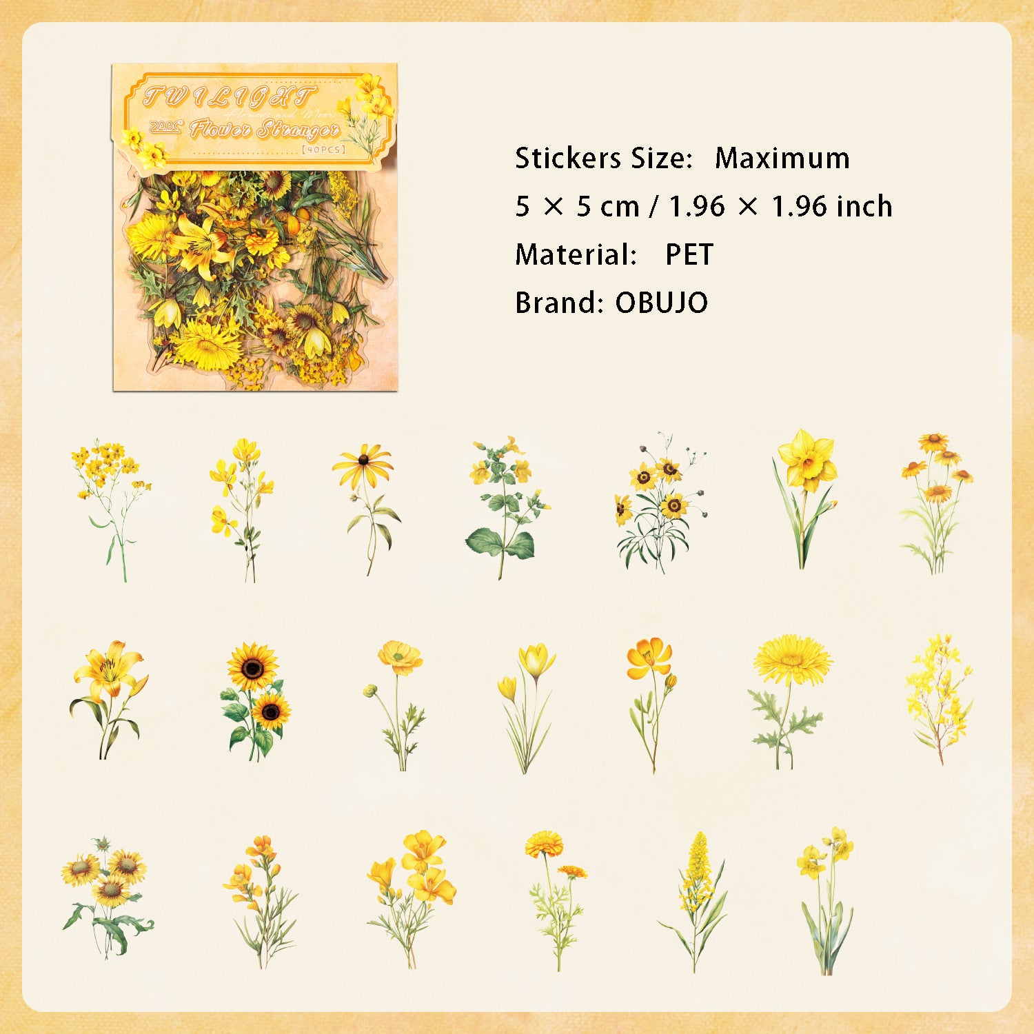 30 Pcs Flower PET Stickers FHJM