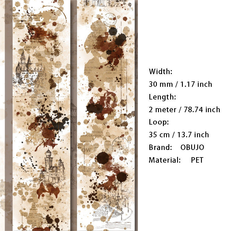 1 Roll Vintage Watercolor PET Tape ZJMH