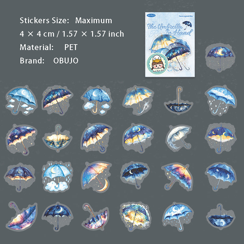 50 Pcs Umbrella PET Stickers YSWSL