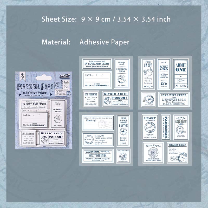 4 Sheets Vintage Scrapbook Stickers CXDY