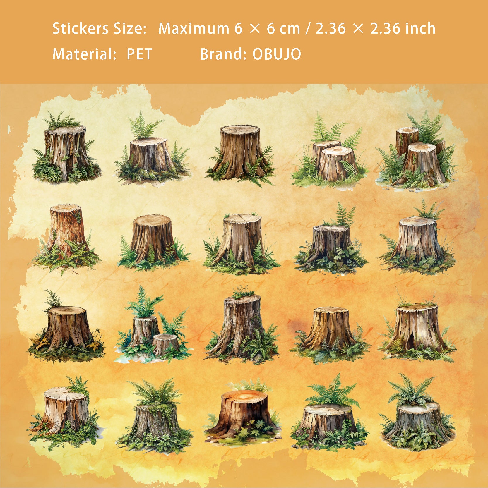 20 Pcs Wood Pile PET Stickers NLXL