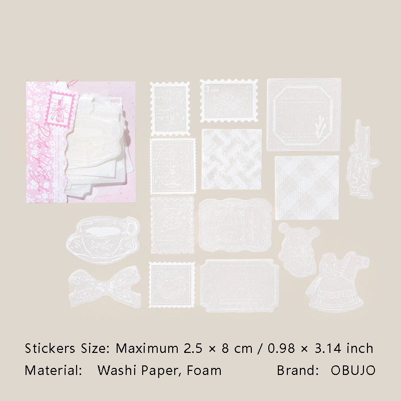 20 Pcs White Botanical Stickers BWSZ