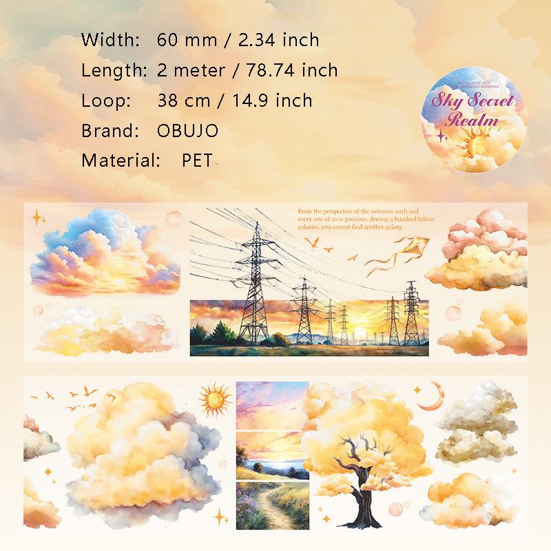 1 Roll Cloud Sky PET Stickers Tape TKMJ