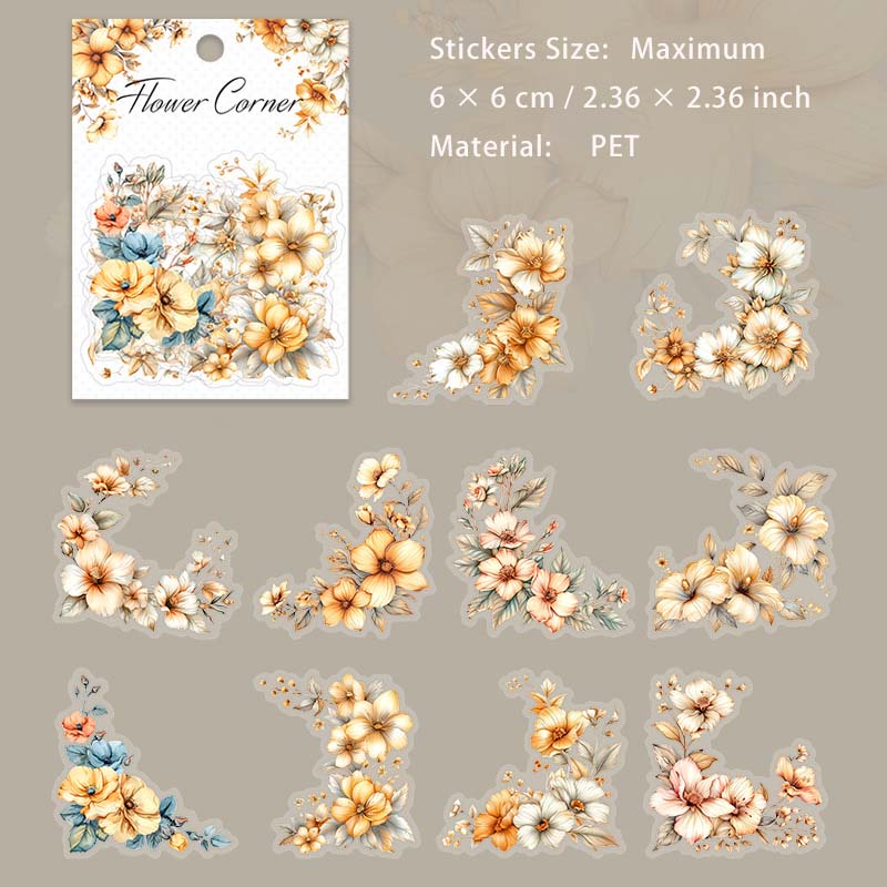 20 Pcs Flower Corner PET Stickers HDBJ
