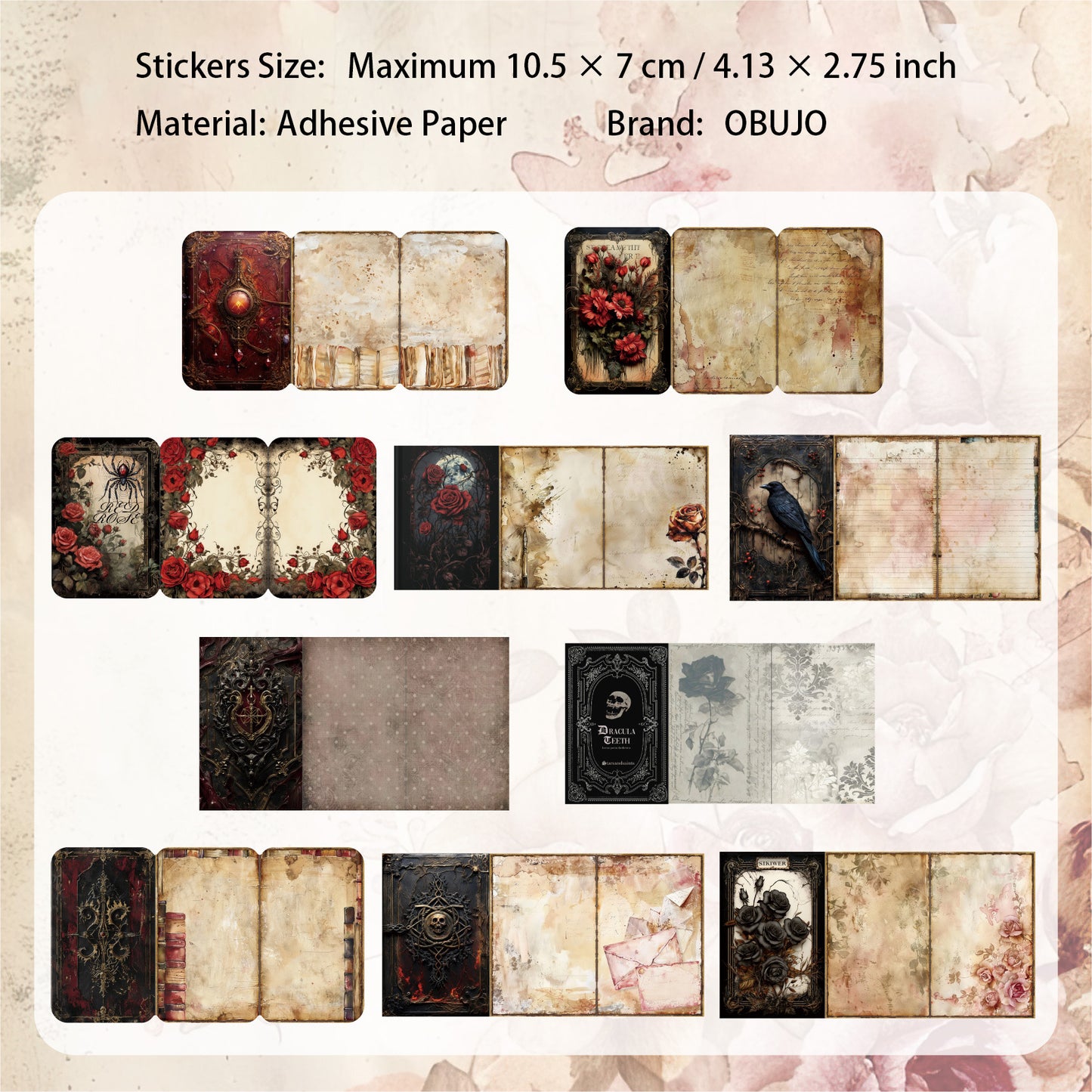 20 Pcs Creative Vitnage Book Themed Stickers SJXYJ