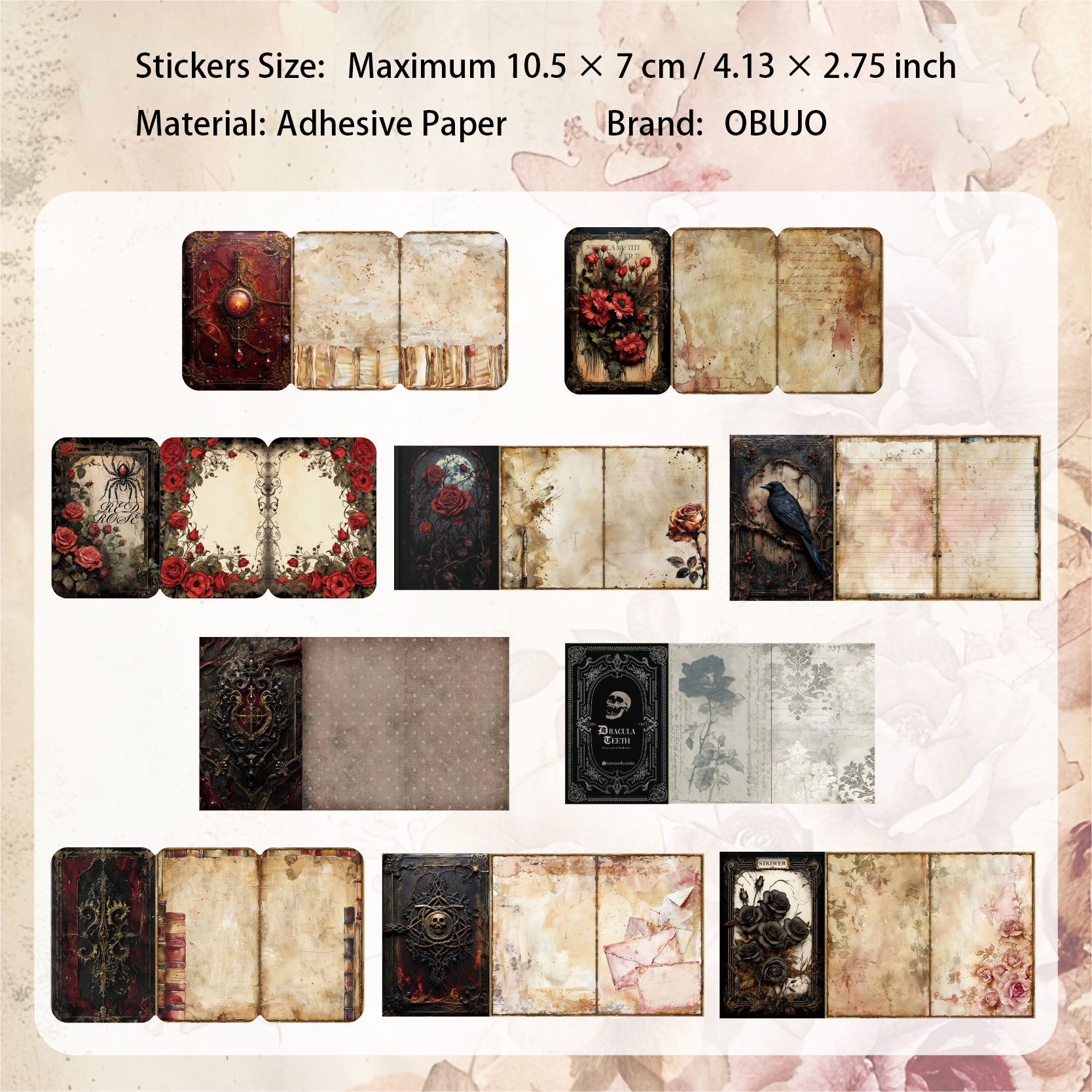 20 Pcs Creative Vitnage Book Themed Stickers SJXYJ