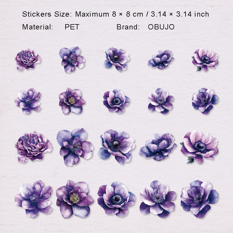 20 Pcs Peony Flower PET Stickers LLSHY