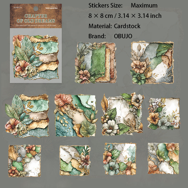 10 Pcs Vintage Cardstock Stickers JYPZ