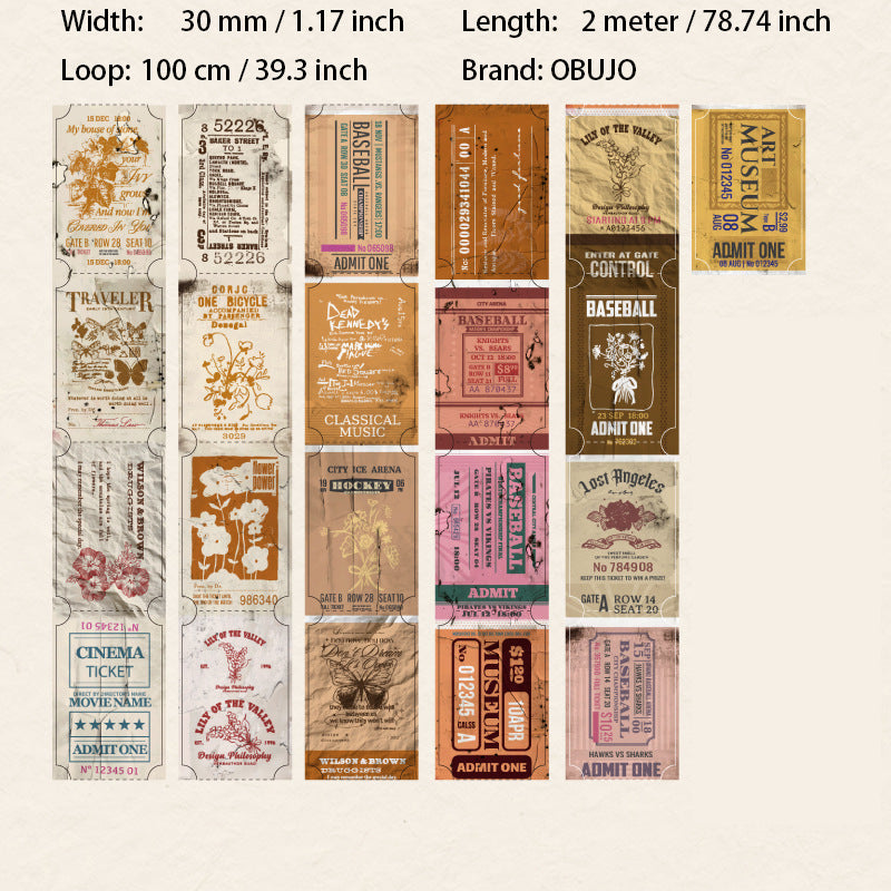 1 Roll Vintage Tickets Stickers XHPJ